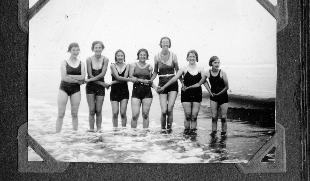 Girls of Huize Dina at the sea, from a photo album