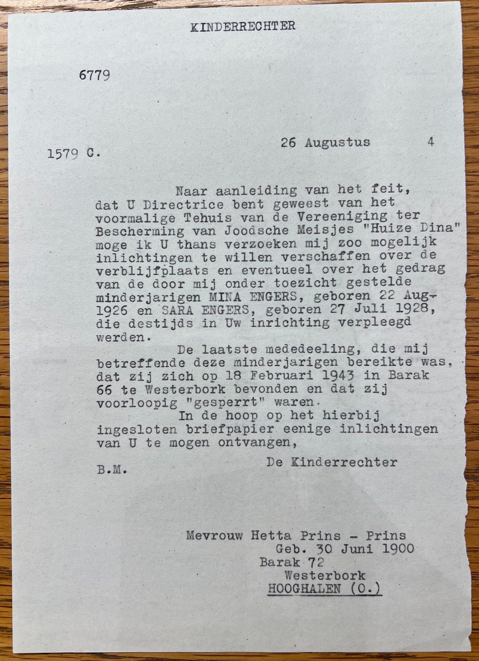 From the juvenile file of the Engers sisters.
